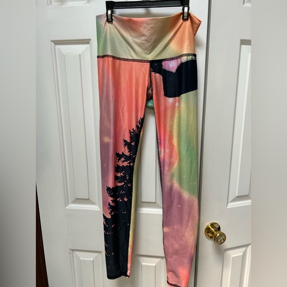 Teeki Multicolor Leggings “Northern Lights” ELK, Pine Tree. Women’s Medium. - Picture 1 of 4